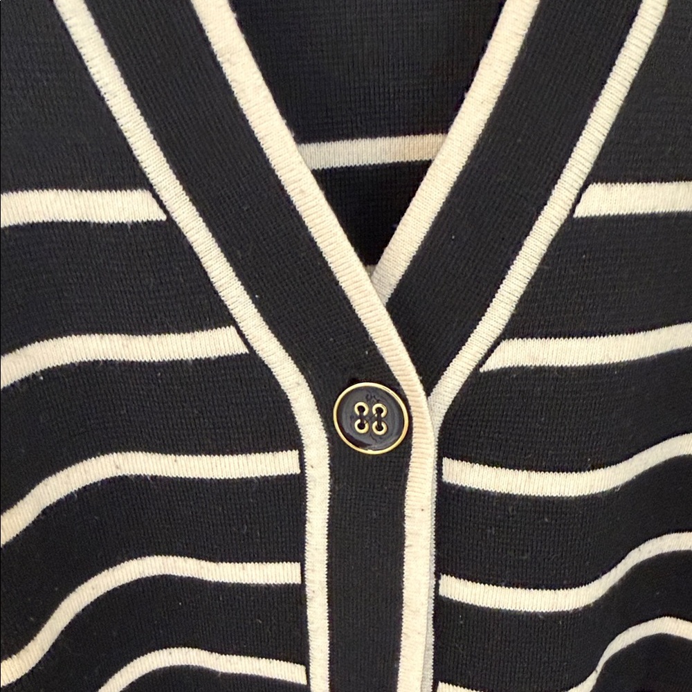 Tucker buck oversized Striped Black and White Women's Cardigan Sweater - M - Picture 3 of 6